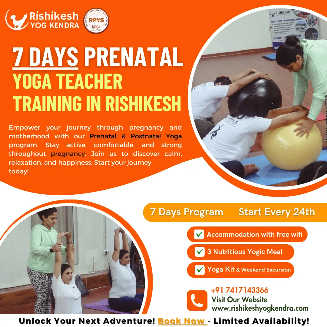 Rishikesh Yog Kendra Prenatal yoga class in progress at Rishikesh Yog Kendra