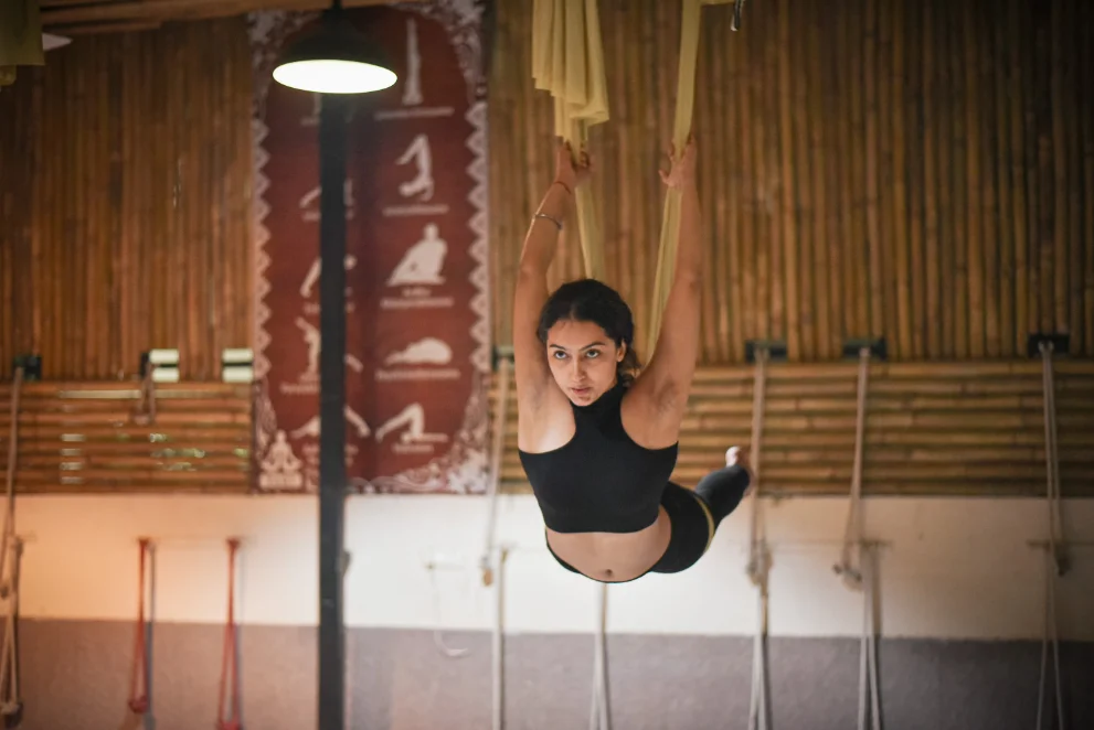 100 Hour Aerial Yoga Teacher Training class on the hammock in Rishikesh &ndash; session 5