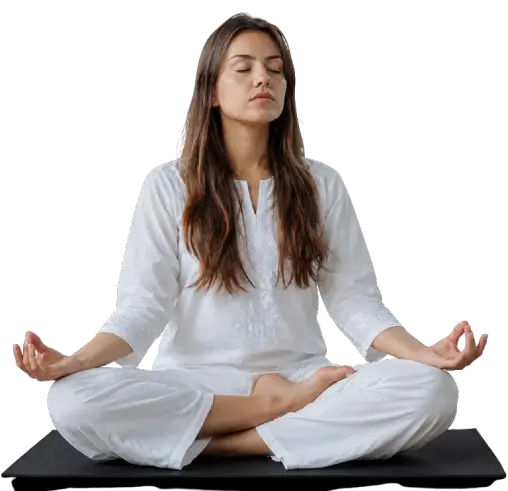 Student meditating in lotus pose