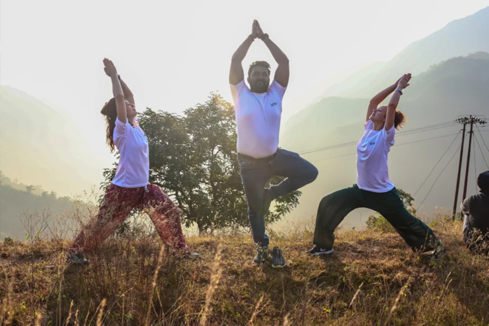 A guided meditation session during the retreat