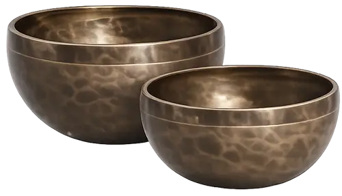 Dual Singing Bowls used in sound therapy sessions