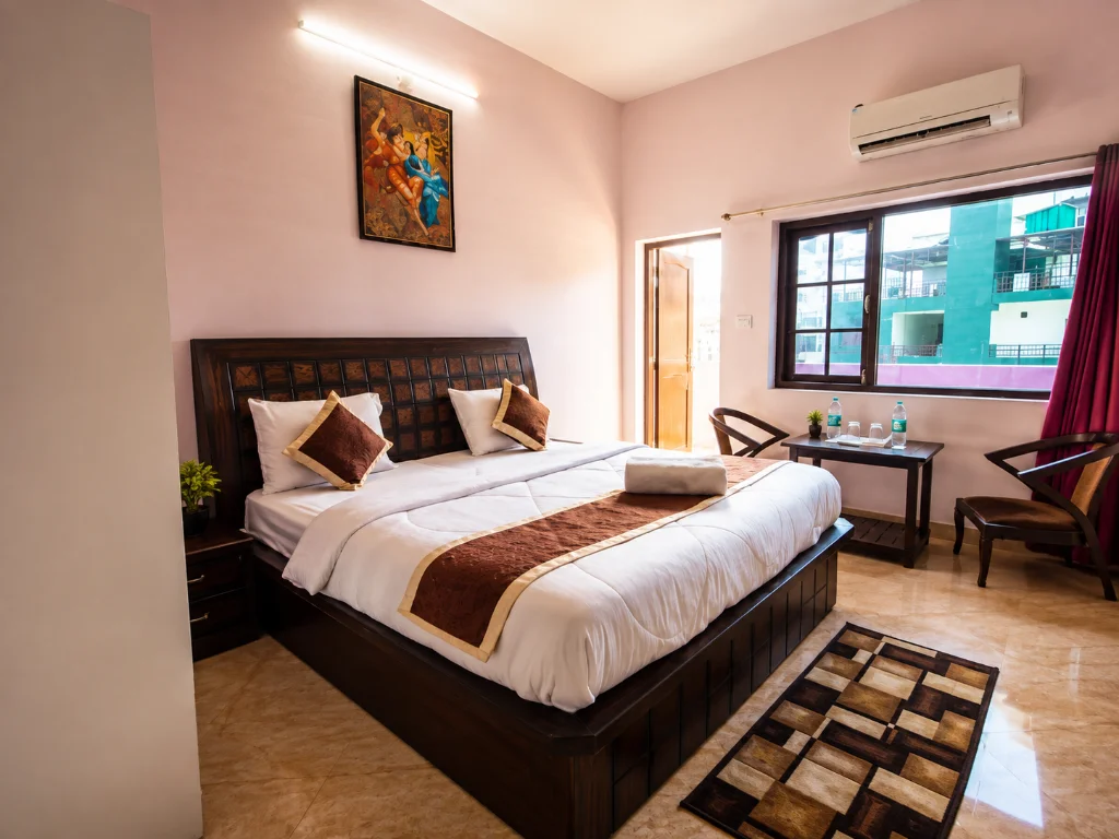 Comfortable residential room provided during the Swadhyay Yoga Retreat