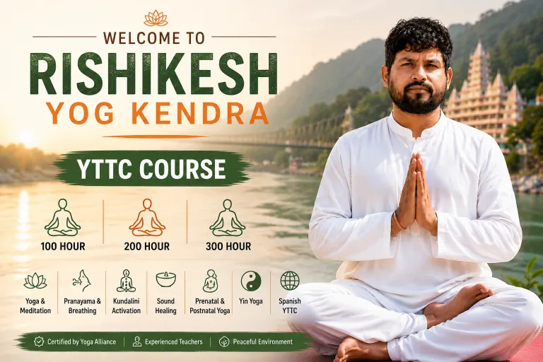 Yoga class at Rishikesh Yog Kendra