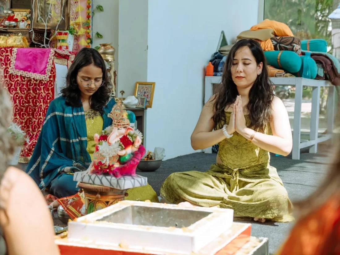A closing ceremony at Rishikesh Yog Kendra
